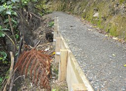 Walking track retainer wall